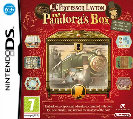 Europe box art for Professor Layton and Pandora's Box