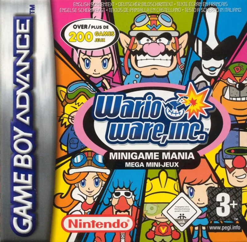 Europe box art for WarioWare, Inc.: Minigame Mania